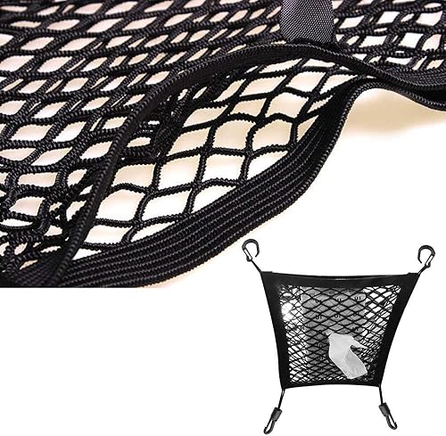Miniatura 5 de Malla de almacenamiento para asiento de automóvil (2 unidades, 2 unidades, 2 posiciones para asiento trasero, red de carga elástica, soporte para