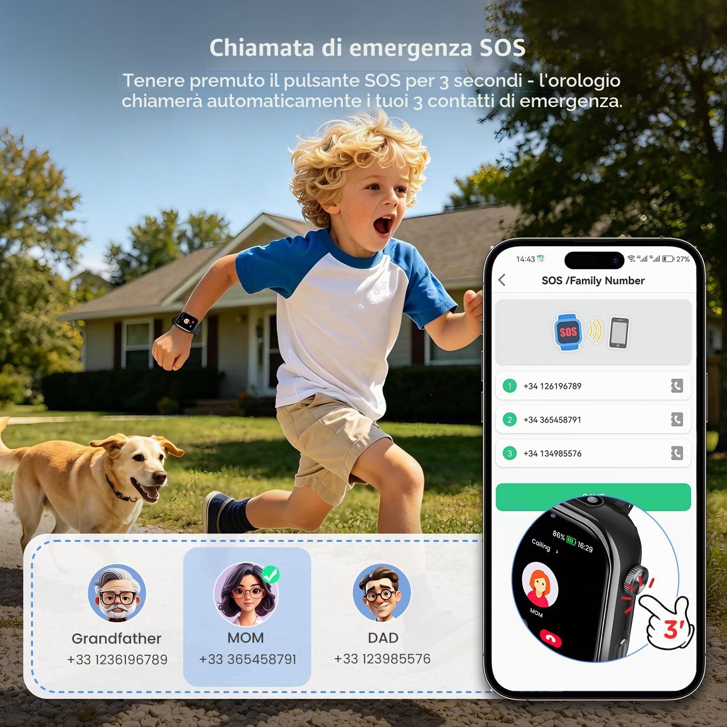 4G Smartwatch Bambini, Orologio GPS Bambini con Chiamate Videochiamate, Chat Vocale, modalità Scuola, Doppia Fotocamera, Sveglia, Contapassi, IP68 Calcolatrice Smart Watch per Ragazzi e Ragazze, Nero