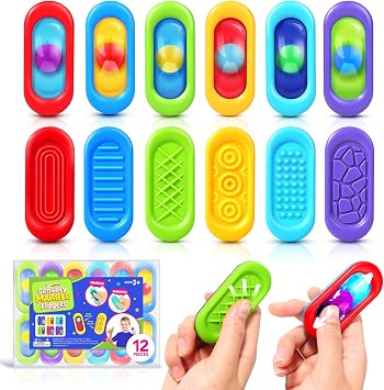 Sensory Marble Fidget for Kids Adults- 12 Park Gel Filled Quiet Fidget for Student Classroom Prize, Texture Autism Sensory Toys, Silent Stress Squishy Worry Stones, Squeeze Gifts for Teens Adults