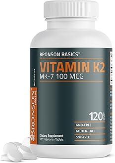 Vitamin K2 MK-7 100 MCG, K2 as MK7 Menaquinone, Bone Support Non-GMO, 120 Tablets