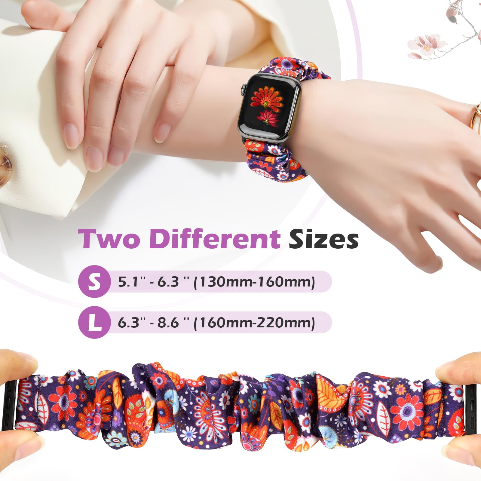 Beatlone Solo Loop Watch Bands Compatible for Scrunchie Apple Watch Band 38mm 40mm 41mm 42mm 44mm 45mm 49mm Soft Stretchy Women Elastic Strap for Apple Watch Series Ultra 2/Ultra/9/8/7/6/SE/5/4/3/2/1