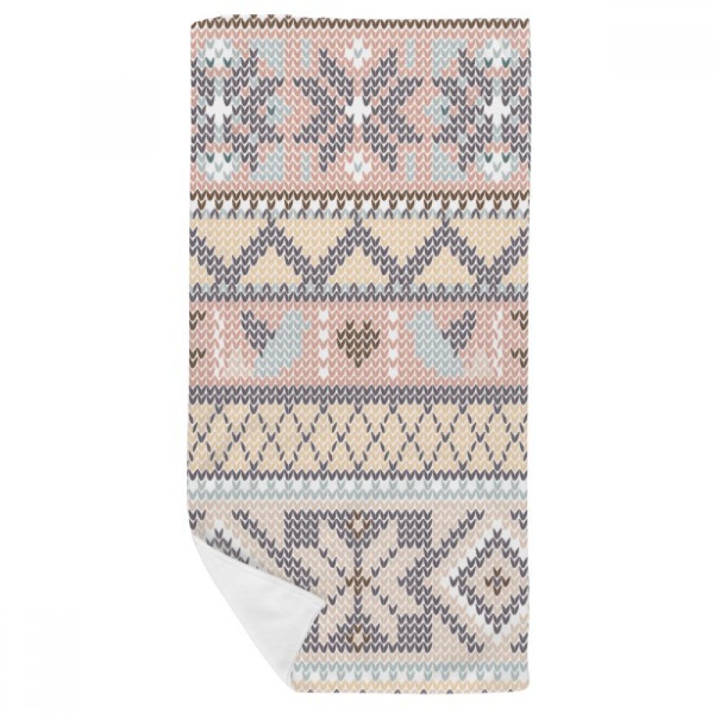 Serviette de bain motif géométrique 35x70cm multicolore douce pour la toilette