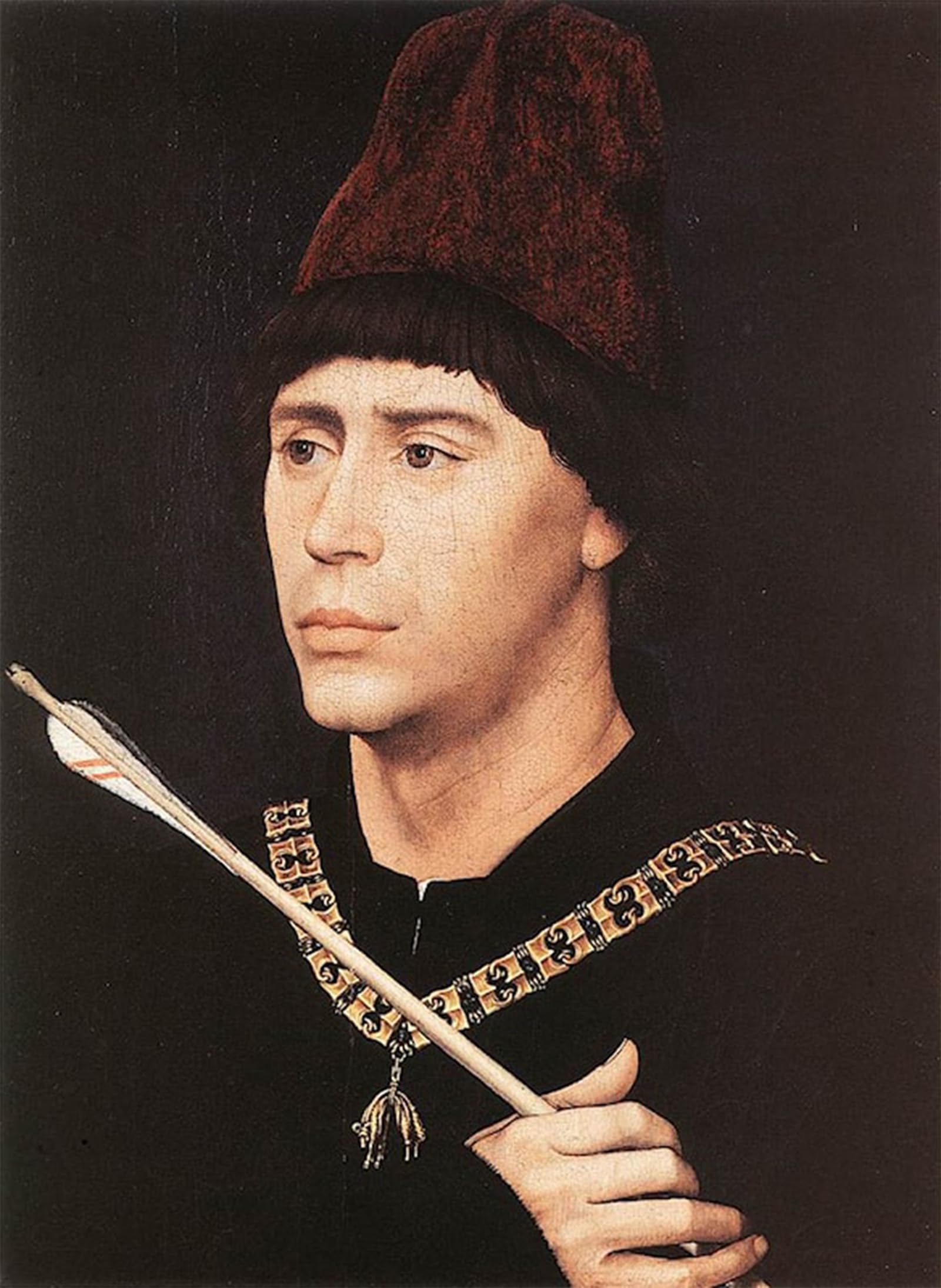 RZHRHJES Retro Picture Portrait Oil Painting Modern Wall Artwork Portrait of Antony of Burgundy Rogier van der Weyden Canvas Poster for Office Decor 60x90cm