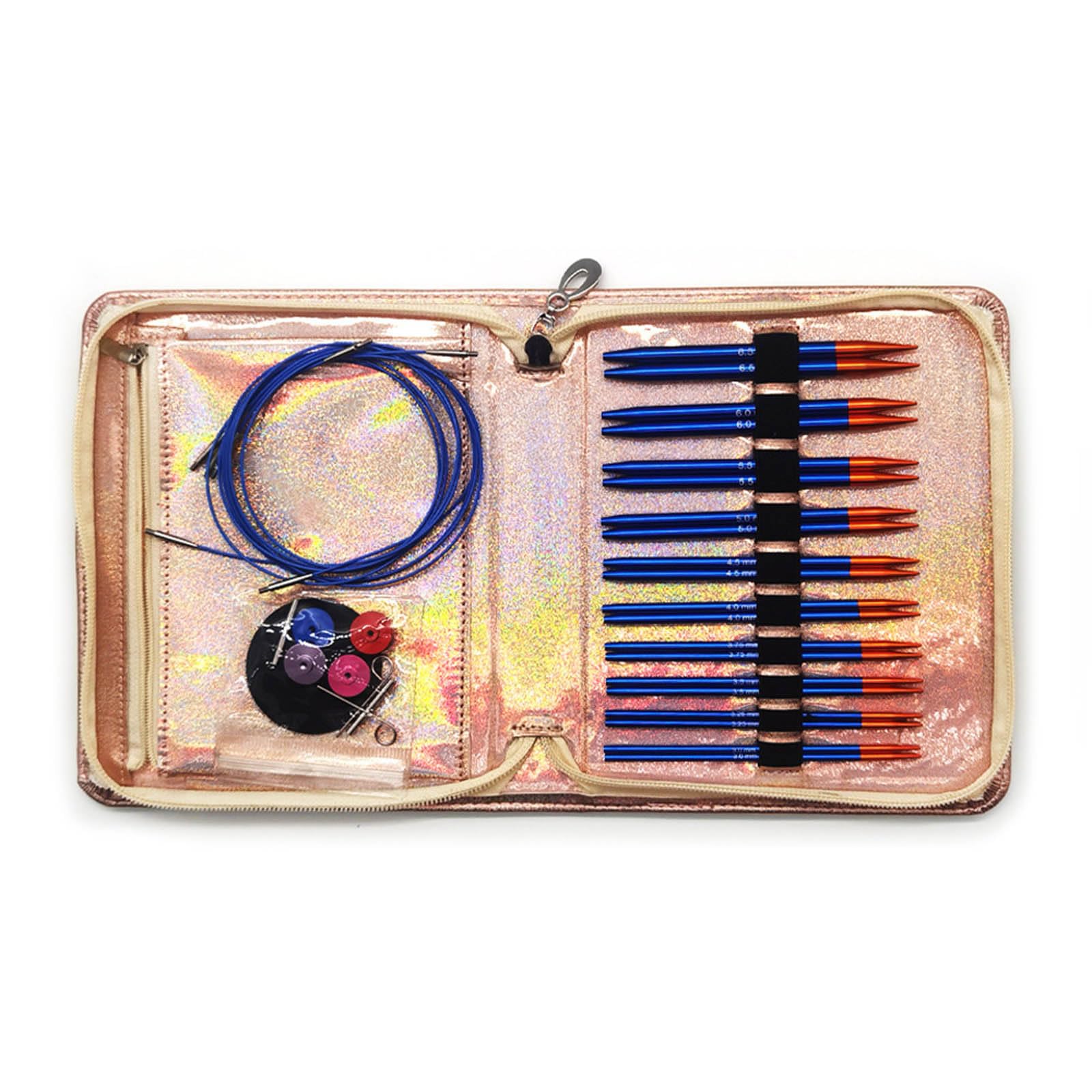 CUNZJIA Interchangeable Circular Knitting Needle Set with Case and Accessories Aluminum Short Round Knitting Needle 3.0mm-6.5mm