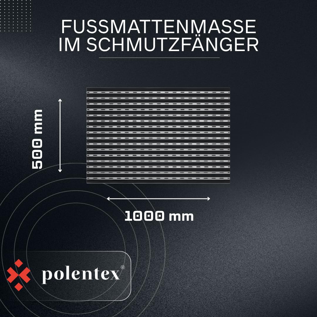 Aluminium-Fußmatte mit Ablaufwanne – 100x50 cm, 22 mm Profilhöhe & 80 mm Gesamteinbautiefe, Rutschhemmende Gummieinsätze, Schwarz, Rechteckig