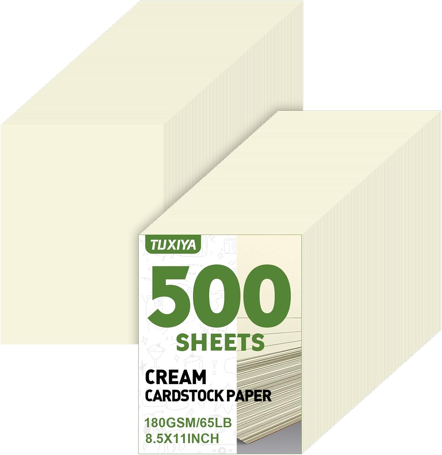 500 Sheets Cream Cardstock Paper,8.5 x 11 Inch Cardstock Paper,180 GSM/65 LB Card Stock Printer Paper for Art,Invitations,DIY Cards,Watercolor & Craft Projects