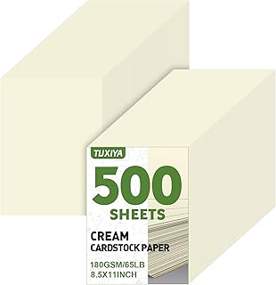 TUXIYA 500 Sheets Cream Cardstock Paper,8.5 x 11 Inch Cardstock Paper,18...