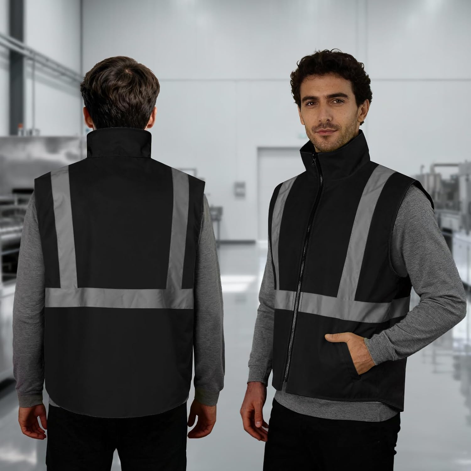 TCCFCCT Reversible Hi Vis Winter Insulated Safety Vest for Men, Warm, Waterproof