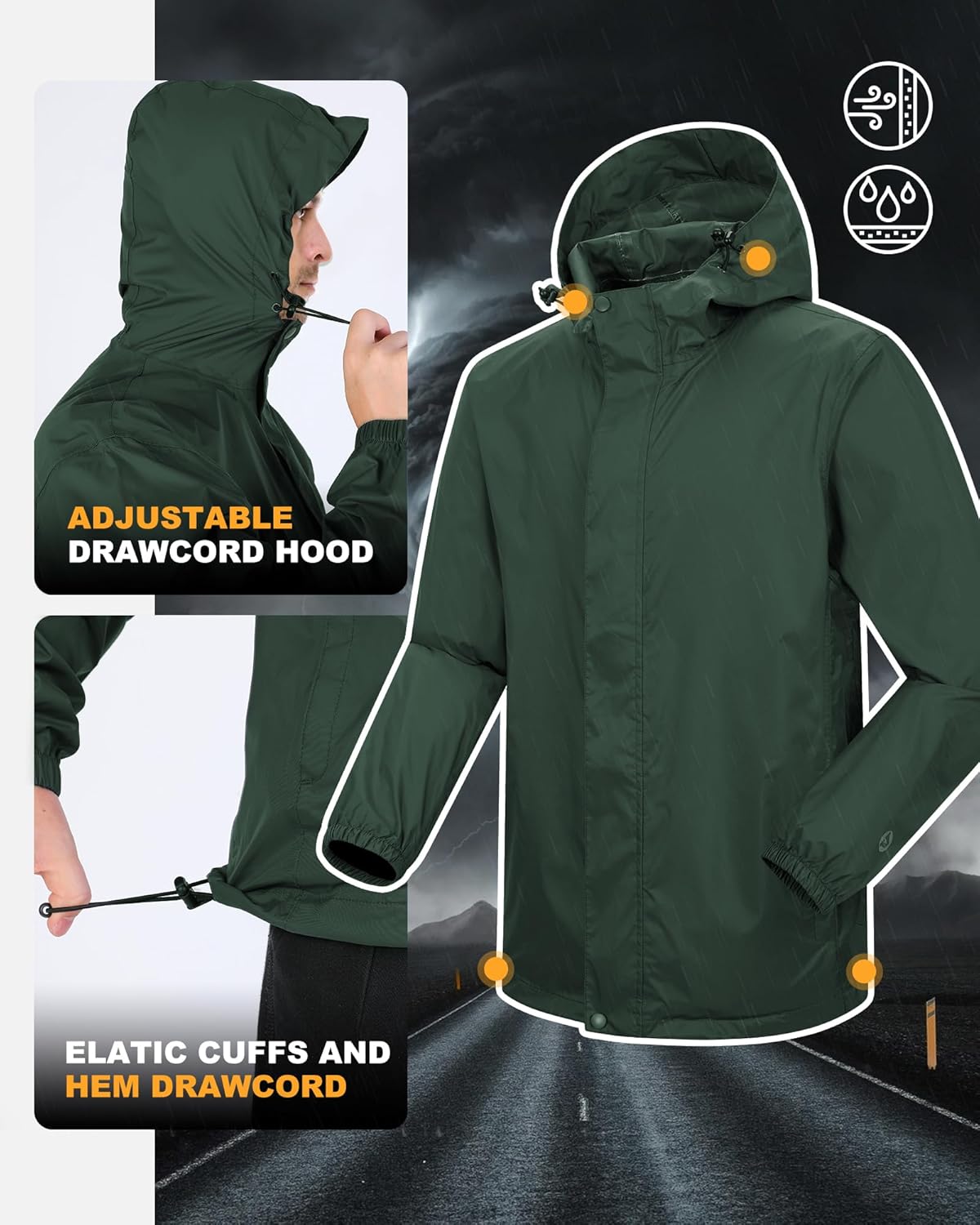 Outdoor Ventures Packable Rain Suit for Men Lightweight Waterproof Breathable Rain Gear for golf Rain Jacket Pants - Image 3