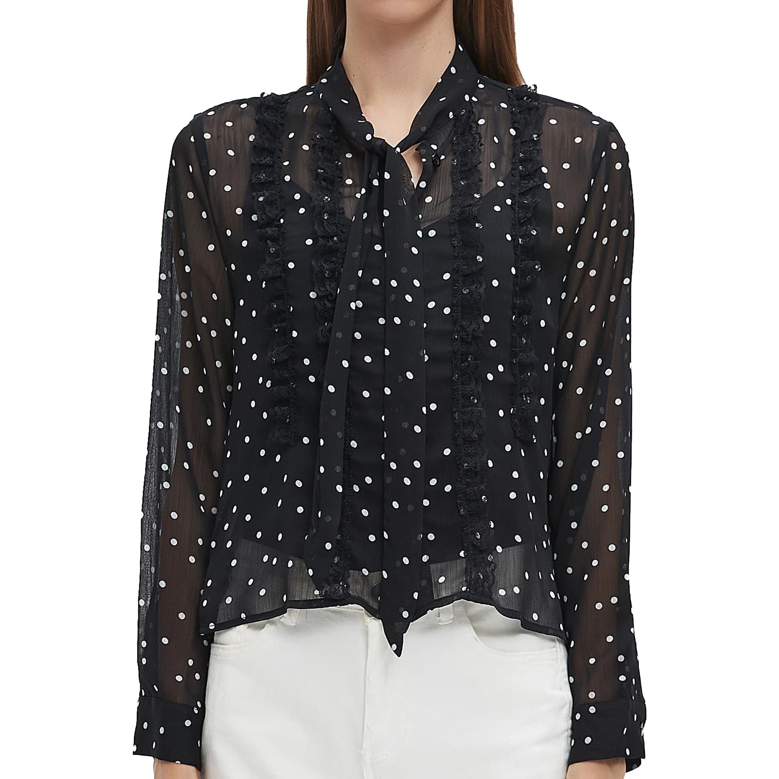 VIPONES Blouses for Women, Womens Dressy Casual Business Work Office Shirts Long Sleeve Tunic Tops