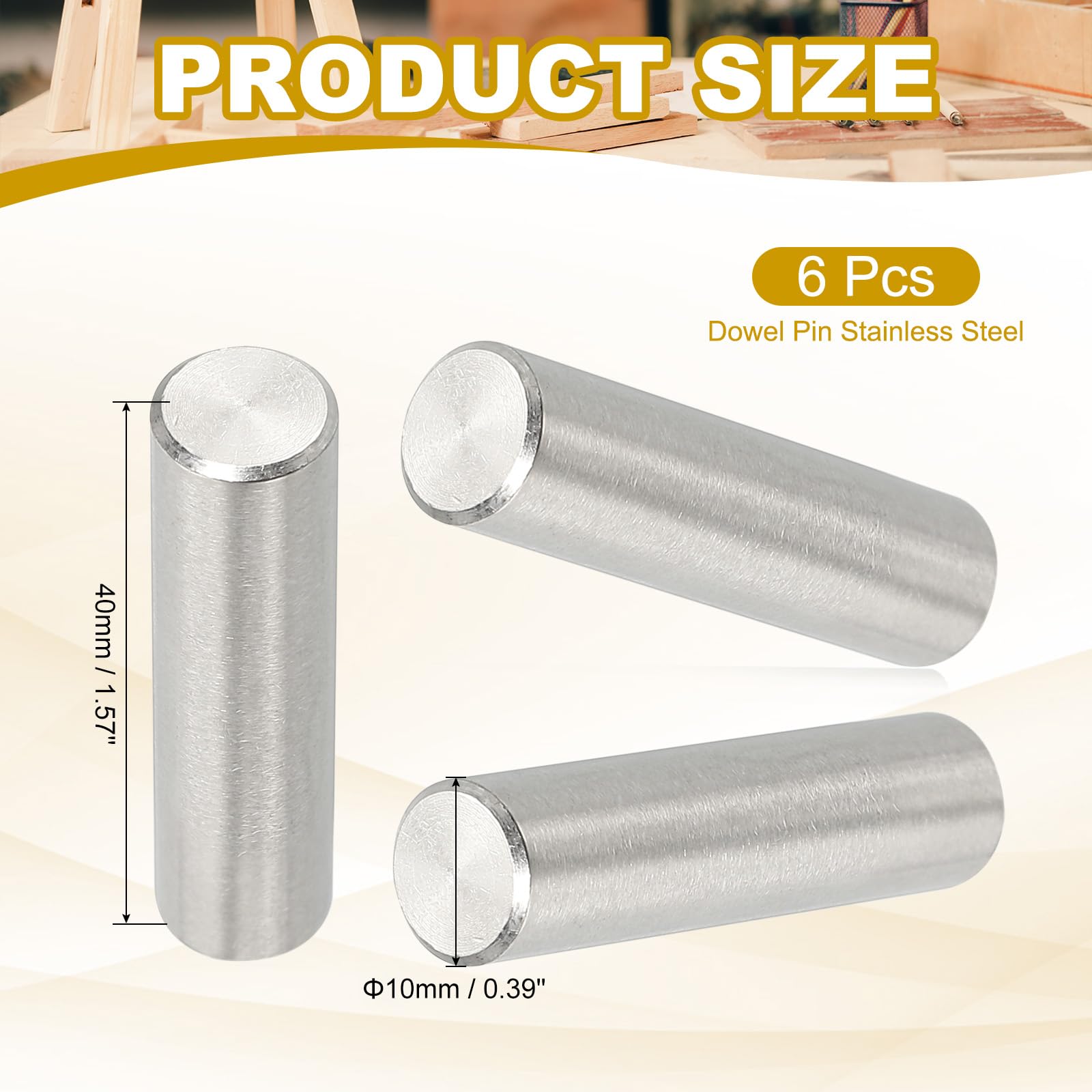 PATIKIL 10mm x 40mm Dowel Pin Stainless Steel - Image 2