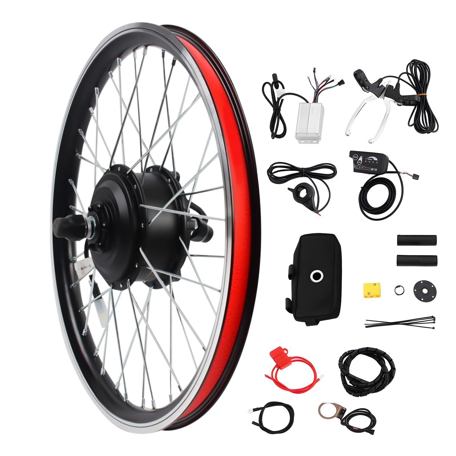 Zestaw do konwersji roweru elektrycznego 20", 36 V, 250 W, zestaw do konwersji przedniego koła z wyświetlaczem, bezszczotkowy silnik elektryczny do jazdy na rowerze, zestaw do konwersji hamulca