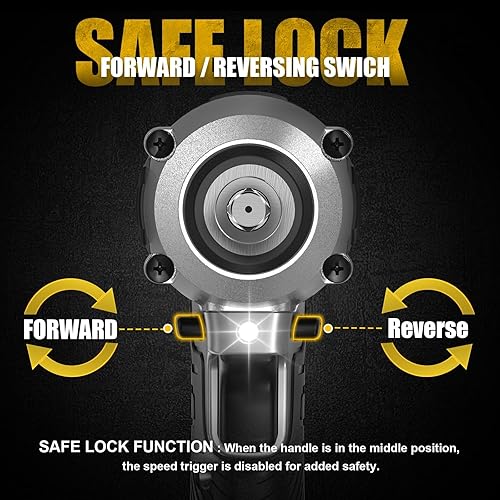 Miniatura 5 de Llave de impacto inalámbrica para batería Dewalt 250FT-LBS 3/8 pulgadas 340N.m Pistola de impacto compacta sin escobillas eléctrica incluye luz de