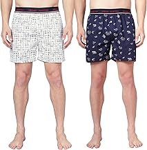 Urban Scottish Ultra-Comfortable Men's Boxer Pants (Pack of 2), 100% Cotton Material with Stylish Print - Soft & Stretchy Elastic Waist Band, Hardwearing Stitching - Breathable with A Gentle Snug Fit