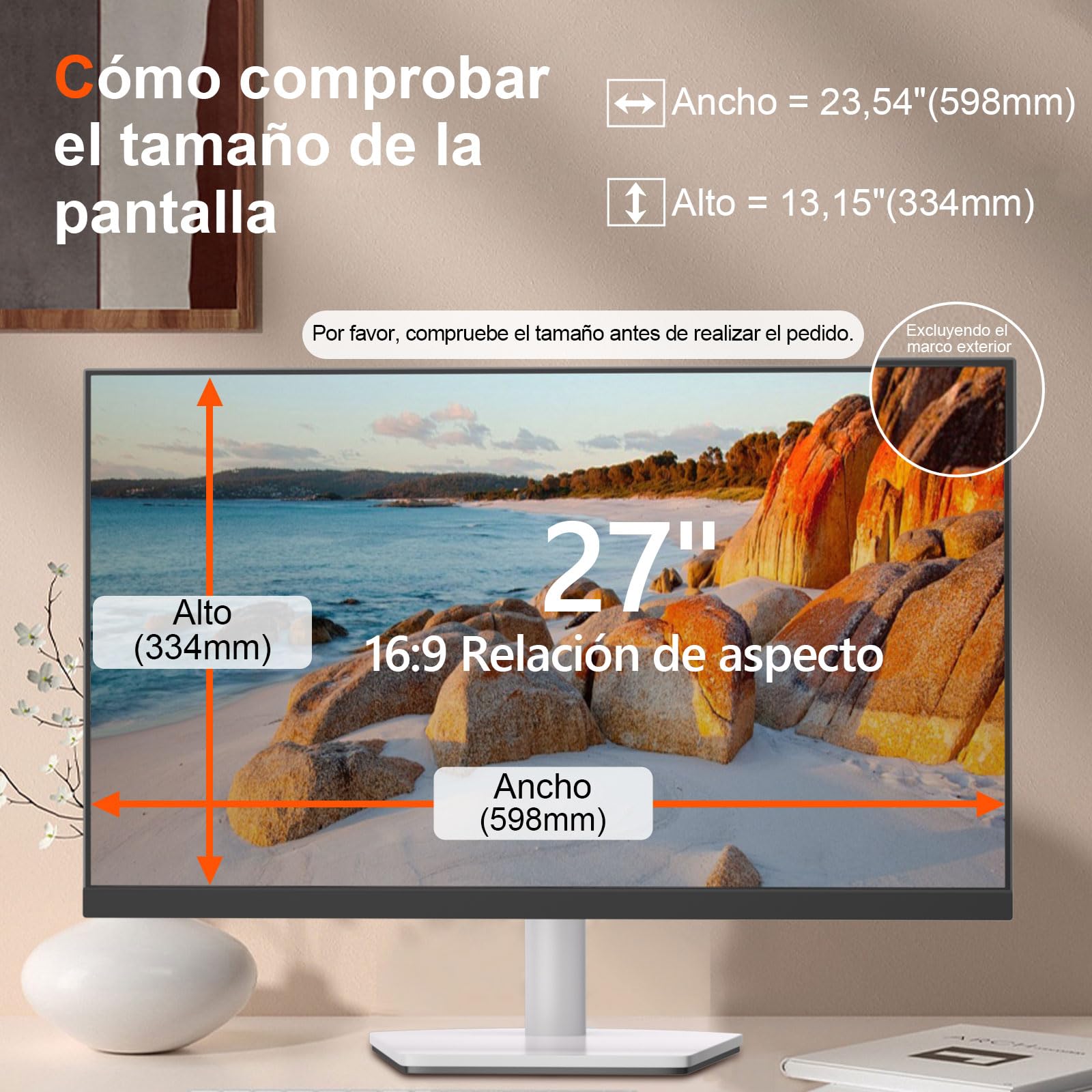 STARY Pantalla de Privacidad para Monitor de 27" (16:9) - Filtro Antirreflejo y de Luz Azul - Película Protectora Extraíble - Compatible con Acer, DELL, HP, Lenovo, Samsung, Toshiba