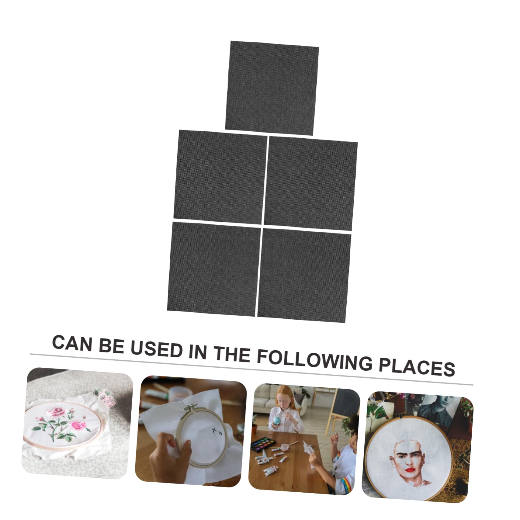 DOITOOL 5pcs Embroidery Cloths 30x30cm Black Fabric for Cross Stitch DIY Craft Tools Art Projects
