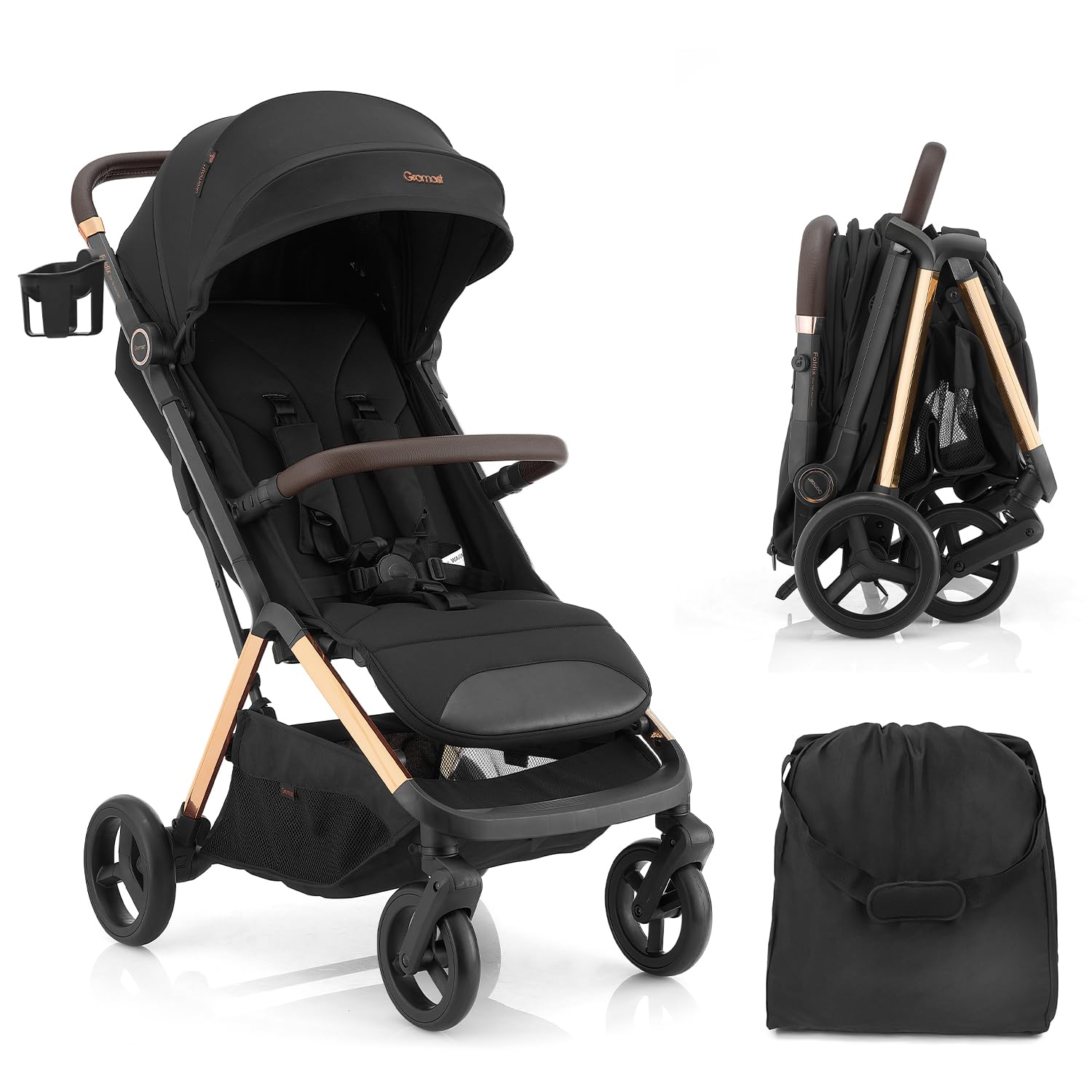 Gromast Cochecito de bebé negro - A2