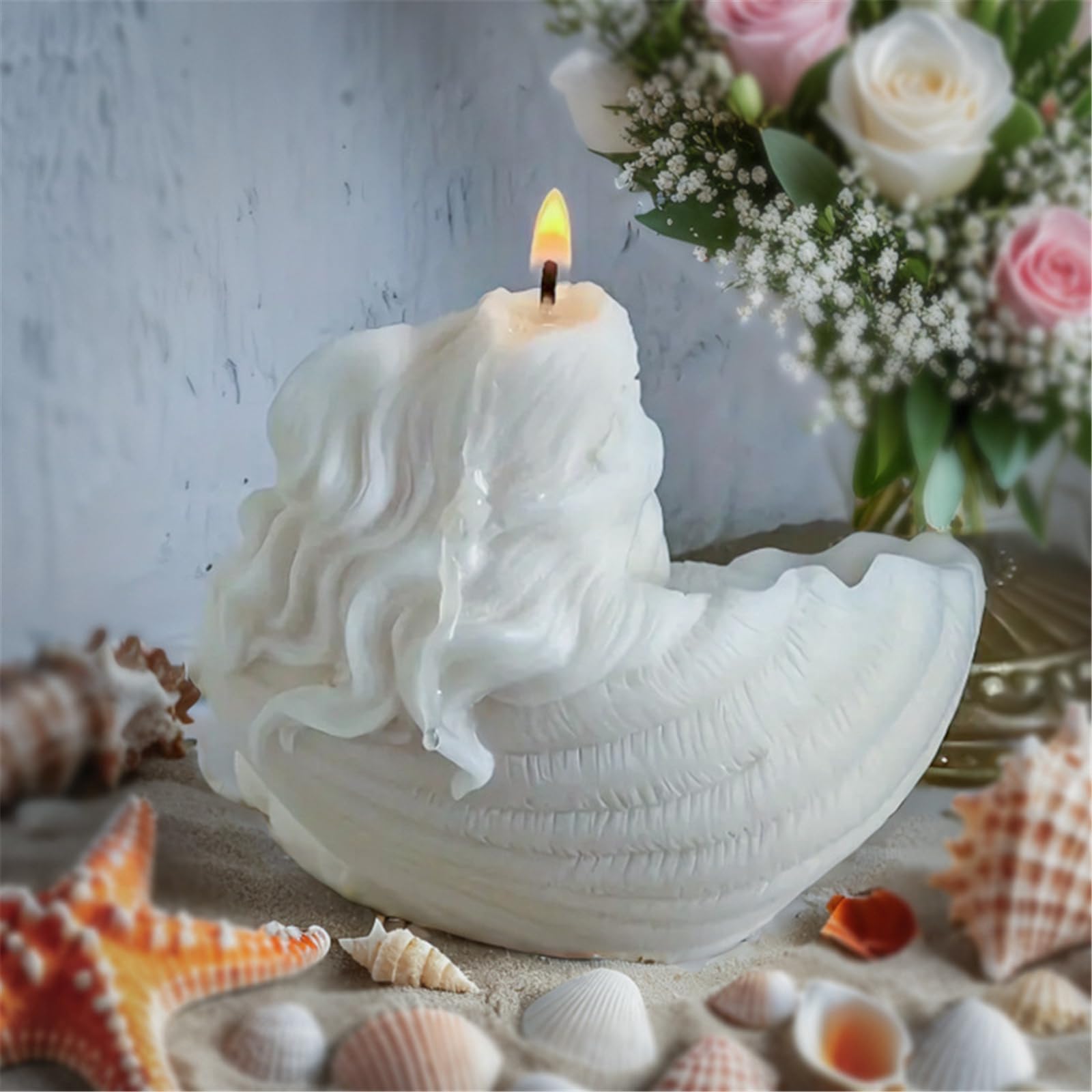 Bella conchiglia a forma di sirena a forma di candela flessibile in silicone per progetti artigianali appassionati