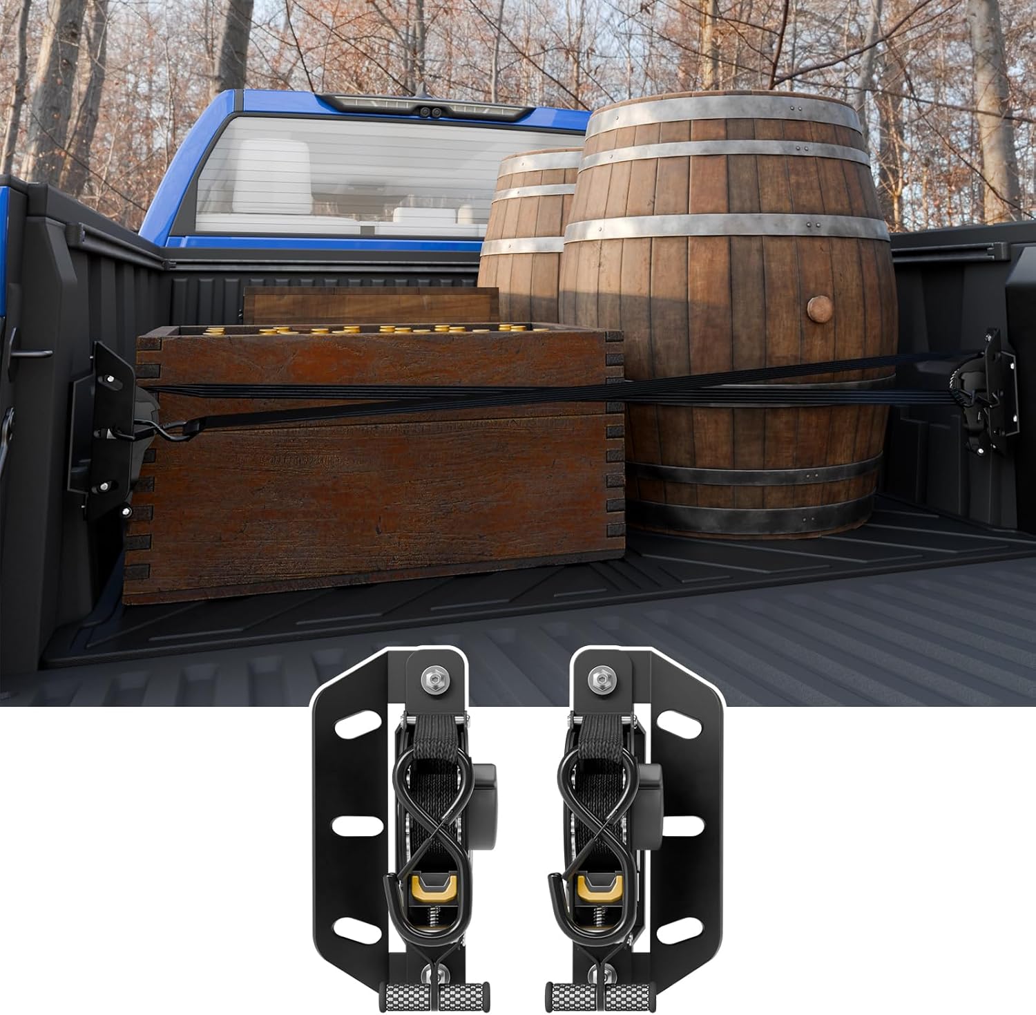Retractable Ratchet Straps Compatible with 2022-2025 2026 Toyota Tundra Self Retracting Tie Down Straps Truck Bed Auto Retract Securing Straps for 2024 Tundra Accessories