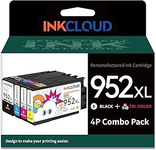 INKCLOUD Compatible with HP 952 XL 952 XL Ink Cartridge 4 Pack Combo Pack for HP OfficeJet Pro 8210 8710 8720 7740 8740 8730 8728 8702 7720 Printer