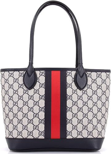 Pre-Loved Ophidia Open Shopping Tote GG Coated Canvas Small, Blue