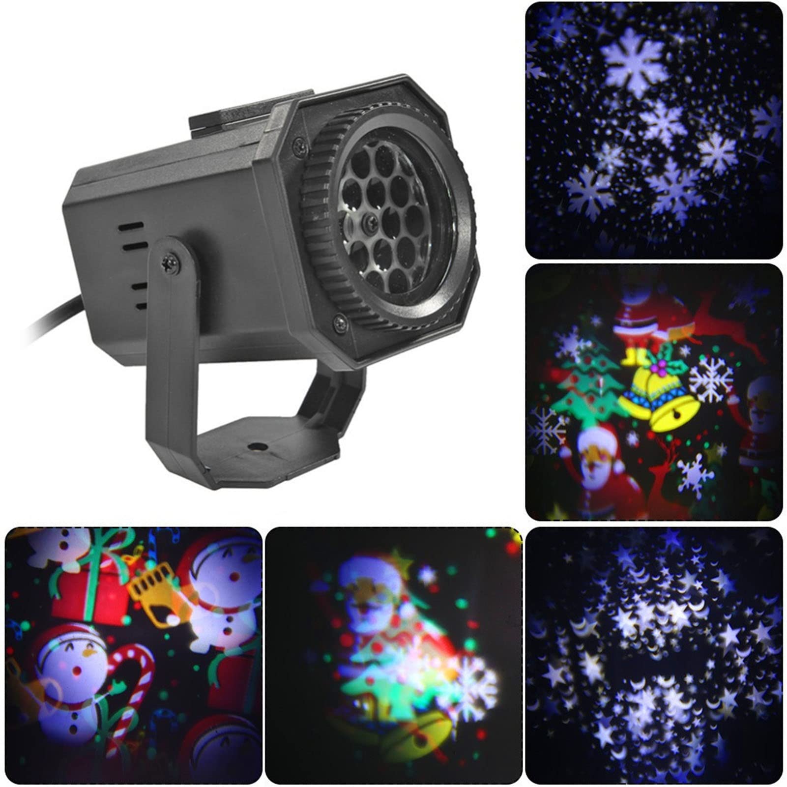 Świąteczna lampa projektora na zewnątrz z 6 slajdami, 8W LED IP65 Wodoodporny projektor wewnętrzny 12V na Halloween Święto Dziękczynienia Świąteczne przyjęcie urodzinowe (kolor: czarny, rozmiar: 4 szt