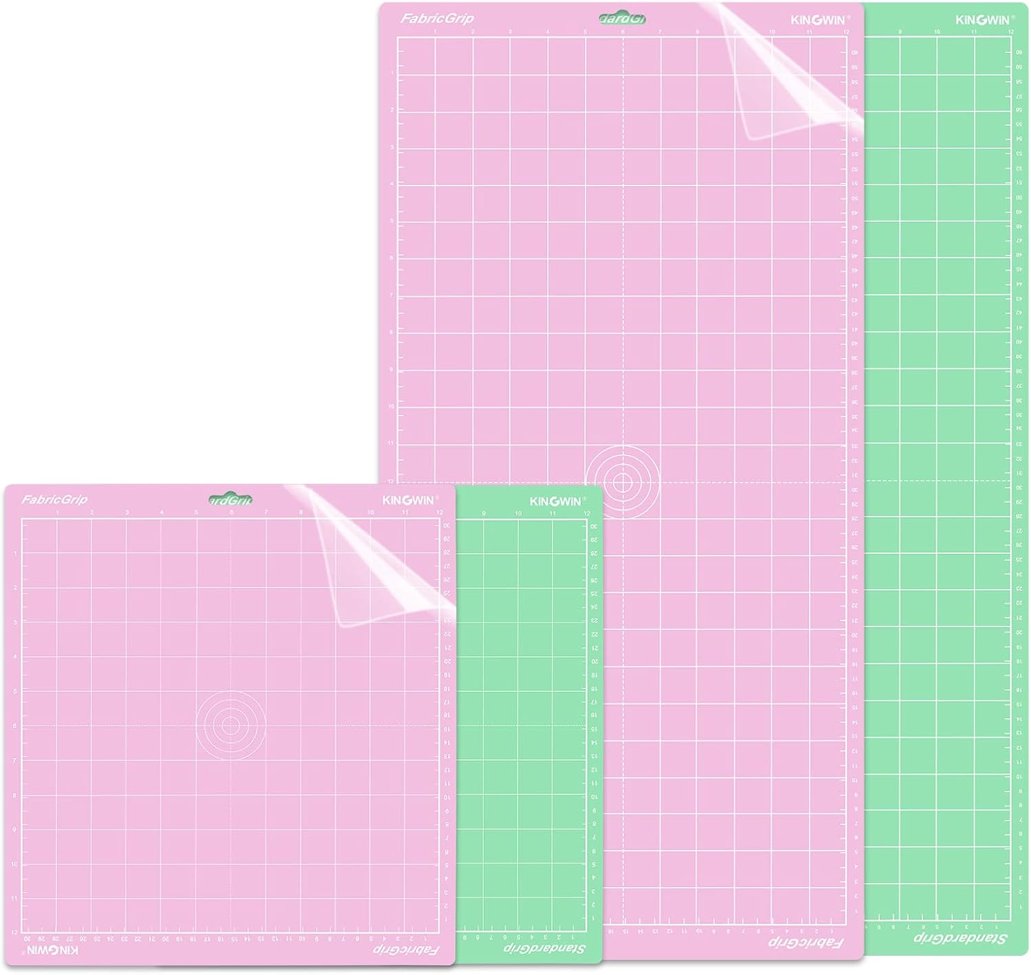 KINGWIN 12x24 & 12x12 Cutting Mat for Cricut Maker/Explore Air 2/Air/One Variety Two Fabric Grip & Two Standard Grip Multiple Adhesive Sticky for Cricut Replacement Cut Mats Accessories for Crafts