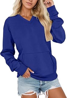 Womens V Neck Sweatshirts Oversized Fleece Long Sleeve Pullover Tops 2025 Fall Casual Baggy Sweater Winter Clothes