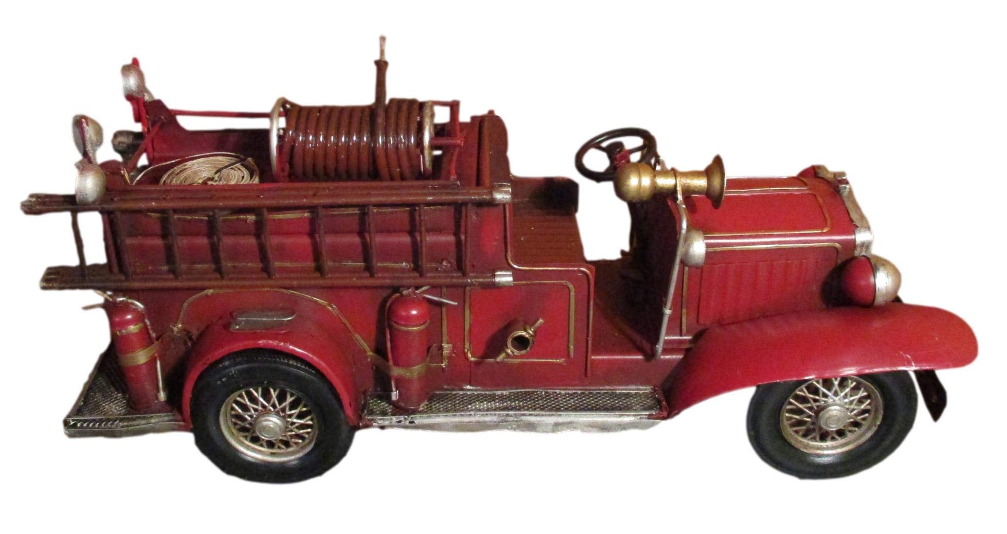Ancien Camion de Pompier Vintage en métal - Dimension : Environ 34 x 12 x 15 cm