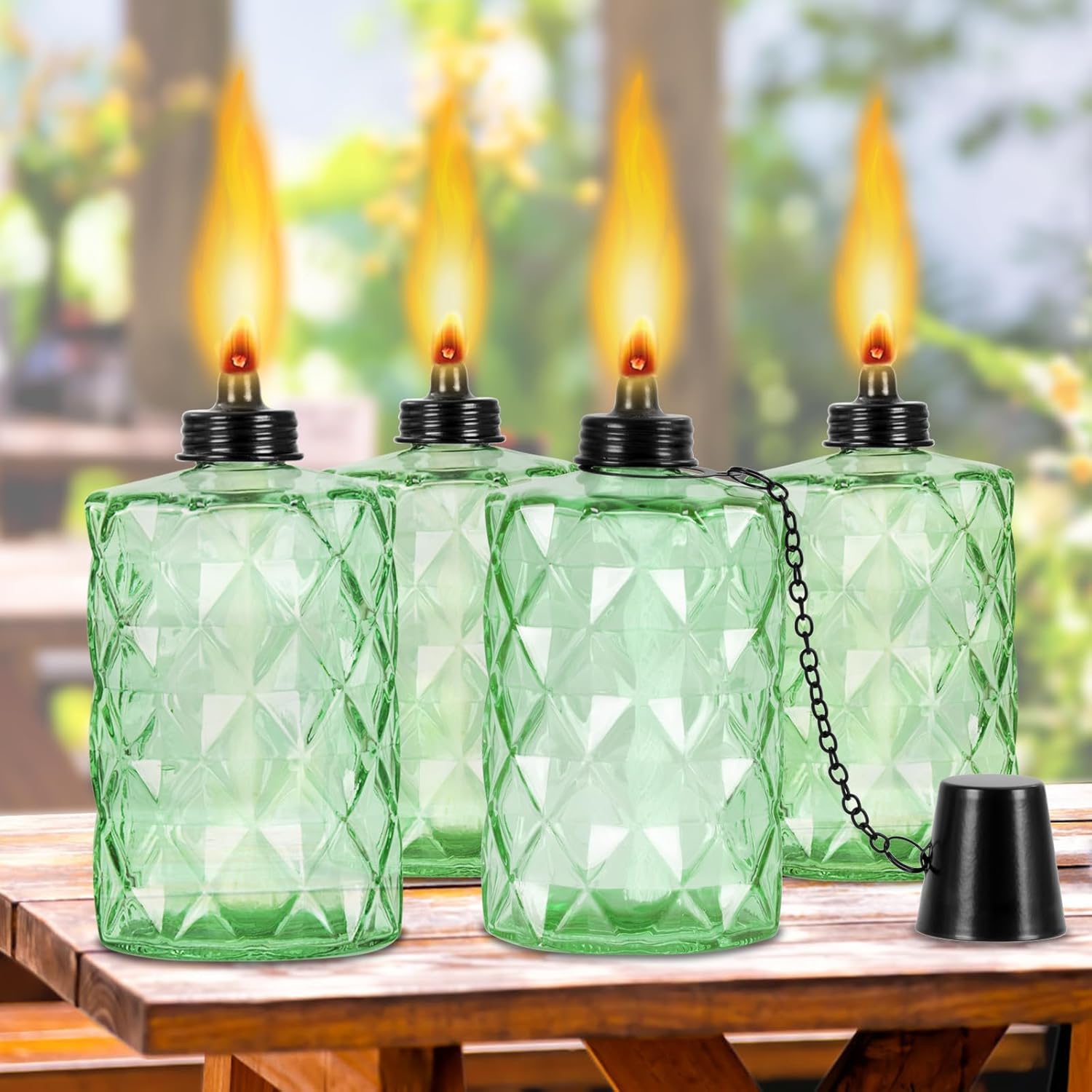 Glass Table Top Torch, Outdoor...