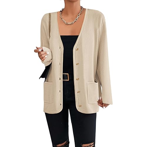 Zeagoo Women's V Neck Button Long Cardigan Sweater Casual 2024 Fall Knit Sweater Blazer with Pockets