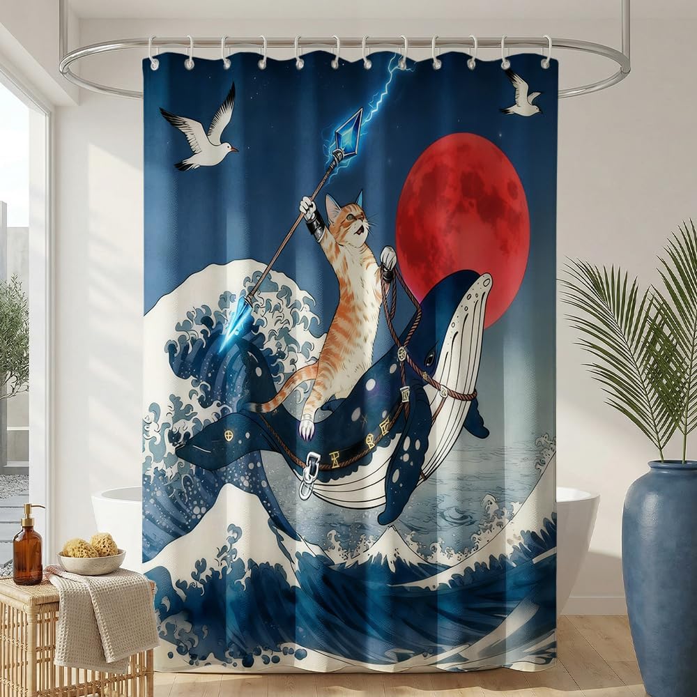 Fabric Shower Curtain Set with 12 Hooks – Bathroom Curtain for Tub & Shower Stall – Machine Washable Standard Size 72x72 Inches – Home Hotel Bathroom Decor (Multiple Colors Available) (NNMN58)