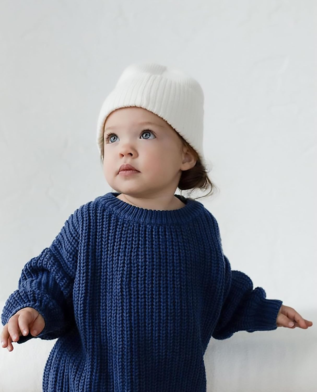 AIWUHE Baby Knit Sweater Toddler Boys Girls Warm Sweater Soild Pullover Round Neck Top Clothes Fall Winter Outfits 6M-6Y