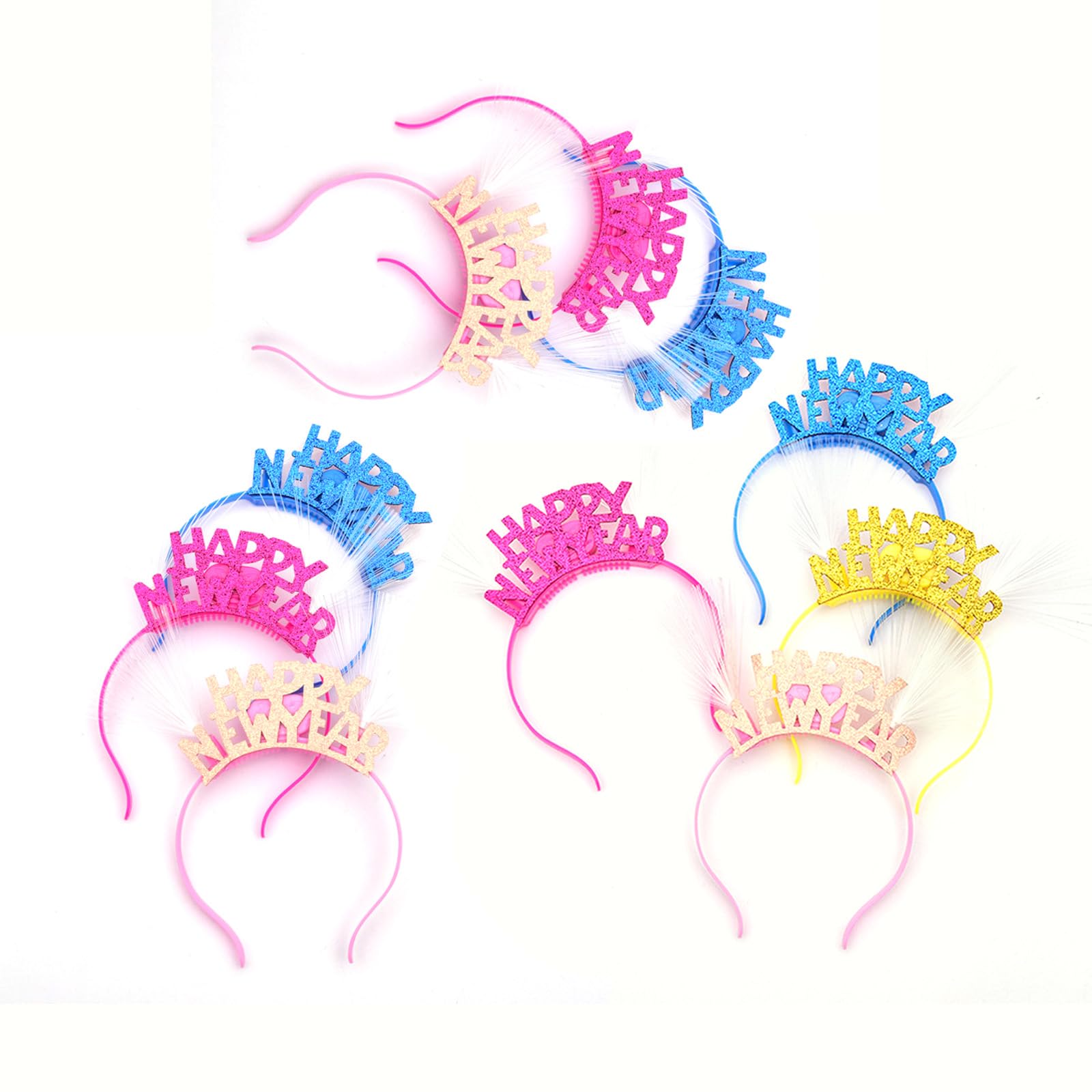 Jazuaiao 10pcs New Year Flashing Headbands for Parties and Event LED Glowing Hair Bands Stylish Fiber Optics Women ' s Headwear Light Up Headband