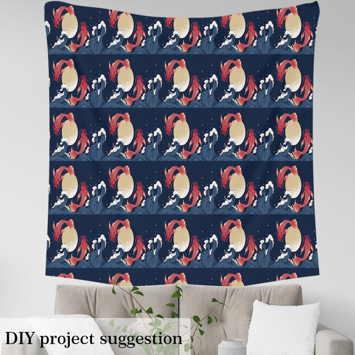 Tela japonesa Ukiyoe para retapicería, decoración de pesca, por patio, para mujeres y hombres, estilo japonés, impermeable, tela para exteriores, para sillas, niños y niñas, 3 yardas (276 x 150 cm)