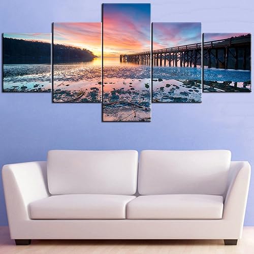 Vista 397 de Paisaje de 5 piezas pintura sobre lienzo