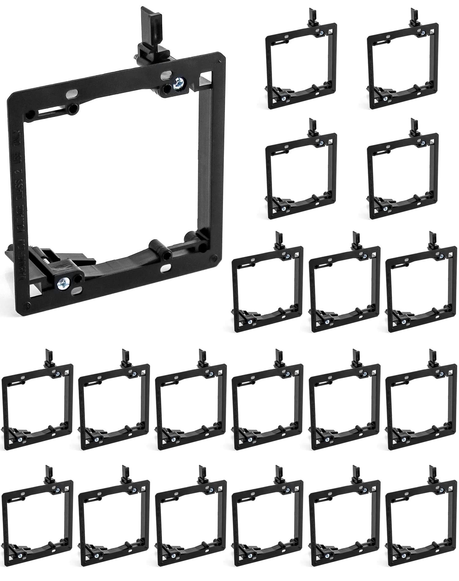 QWORK Low Voltage Mounting Bracket, 20 Pack 2 Gang Dual Gang Drywall Mounting Wall Plate Bracket for Telephone Wires, Network Cables