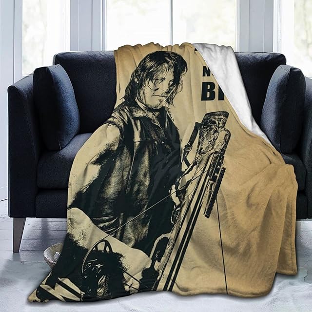 N A Norman Reedus Blanket Daryl Dixon 3D Print Lamb Blanket Plush Blanket Bedding Decor Blanket for Living Room Bedroom Dorm Decor 50x40 inch