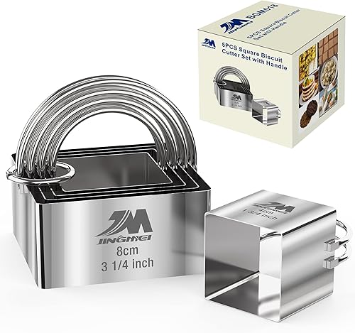 Juego de cortador cuadrado de galletas de 1.75 pulgadas, 2 pulgadas, 2.25 pulgadas, 2.75 pulgadas, 3.25 pulgadas, cortador de galletas de acero