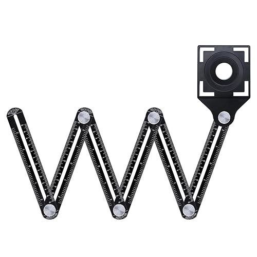 Regla de medición de ángulo múltiple Herramienta de medición de ángulo plegable de 6 lados, aleación de aluminio, regla multifunción ajustable