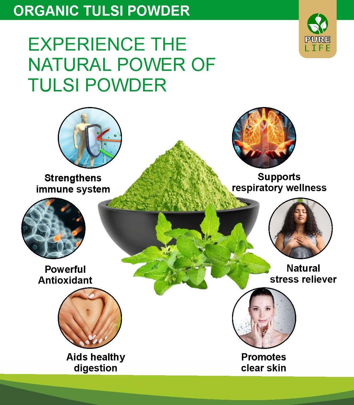 Pure Life Organic Tulsi Powder(200gm), Holy Basil, 100% Pure and Natural, Ayurvedic Herb, Boosts Immunity, Supports Respiratory Wellness — Amazon image 2