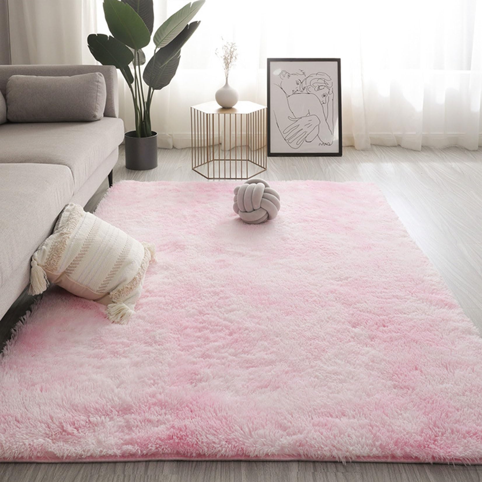 Tapis chambre rose clair moelleux 180x290 cm pour un réveil cocooning