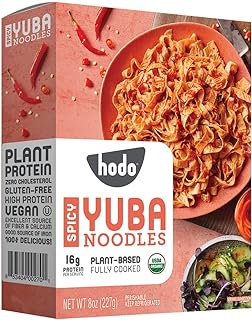 Hodo Spicy Tofu Noodles | 44g Protein per package | Bean Curd Noodle | Yuba | Organic | Ready to Eat | Fully Cooked