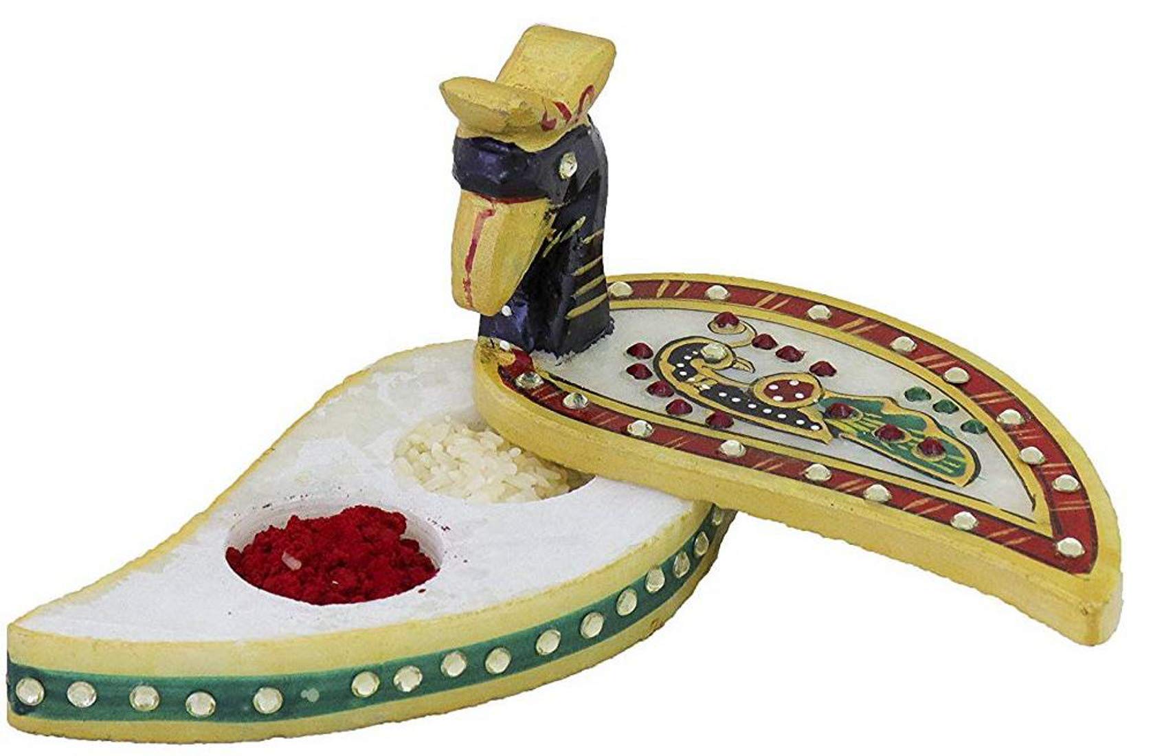 Boîte plate pour riz vermillon Roli Chawal en cadeau spirituel