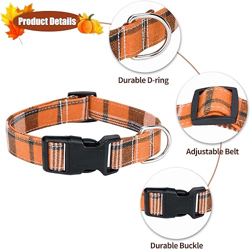 Miniatura 10 de Malier Collar de Navidad para perro con flor, clásico collar de perro a cuadros de búfalo con hebilla, collares de Navidad ajustables con corbatín