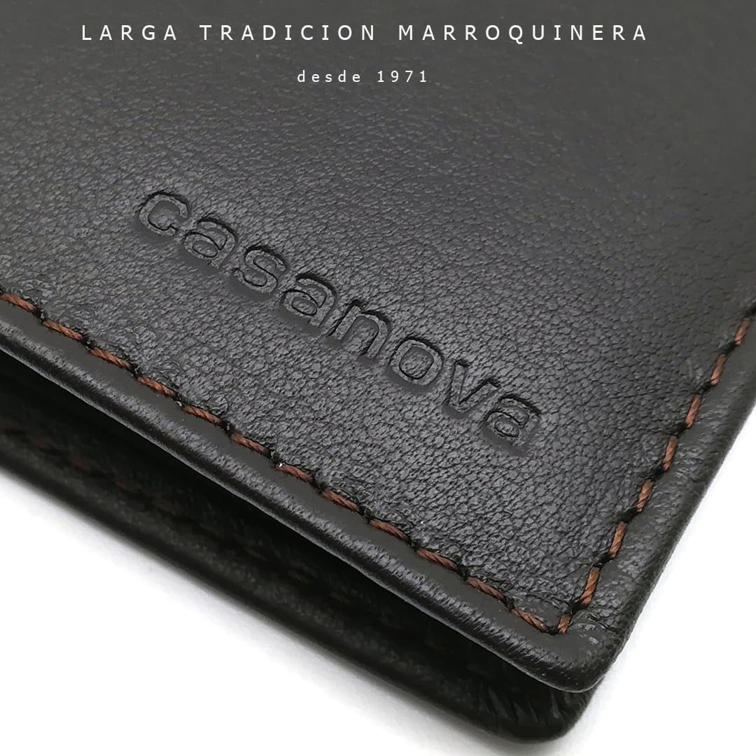 Cartera Hombre Piel Americana Elastico CON Monedero - 10096 Marron