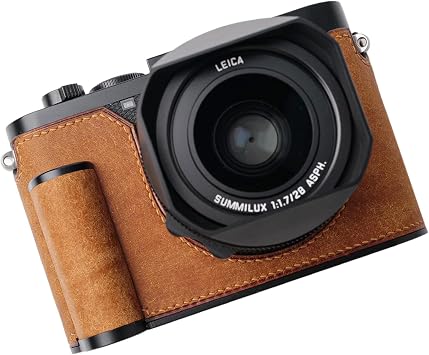 Iborrys Genuine Leather Half Case , Compatible with Leica Q3 camera, Made by hand- Top layer Genuine Leather Body+Metal Base Plate+Hand shank+Bottom Cover 4-in-1 Design Brown