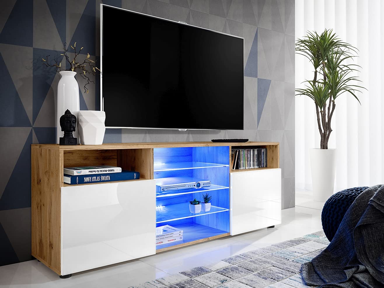 Komodee Mobile TV Urbino A1 Wotan/Bianco 140x53x35 cm