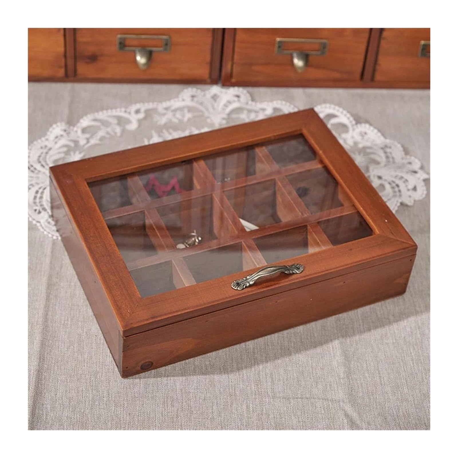 Organizer na biżuterię Vintage Ring Box Organizer Drewniane pudełko Uchwyt na pudełka ślubne Ceremonia Opakowanie prezentów Bransoletka Kolczyki Pudełka ekspozycyjne Kolczyk