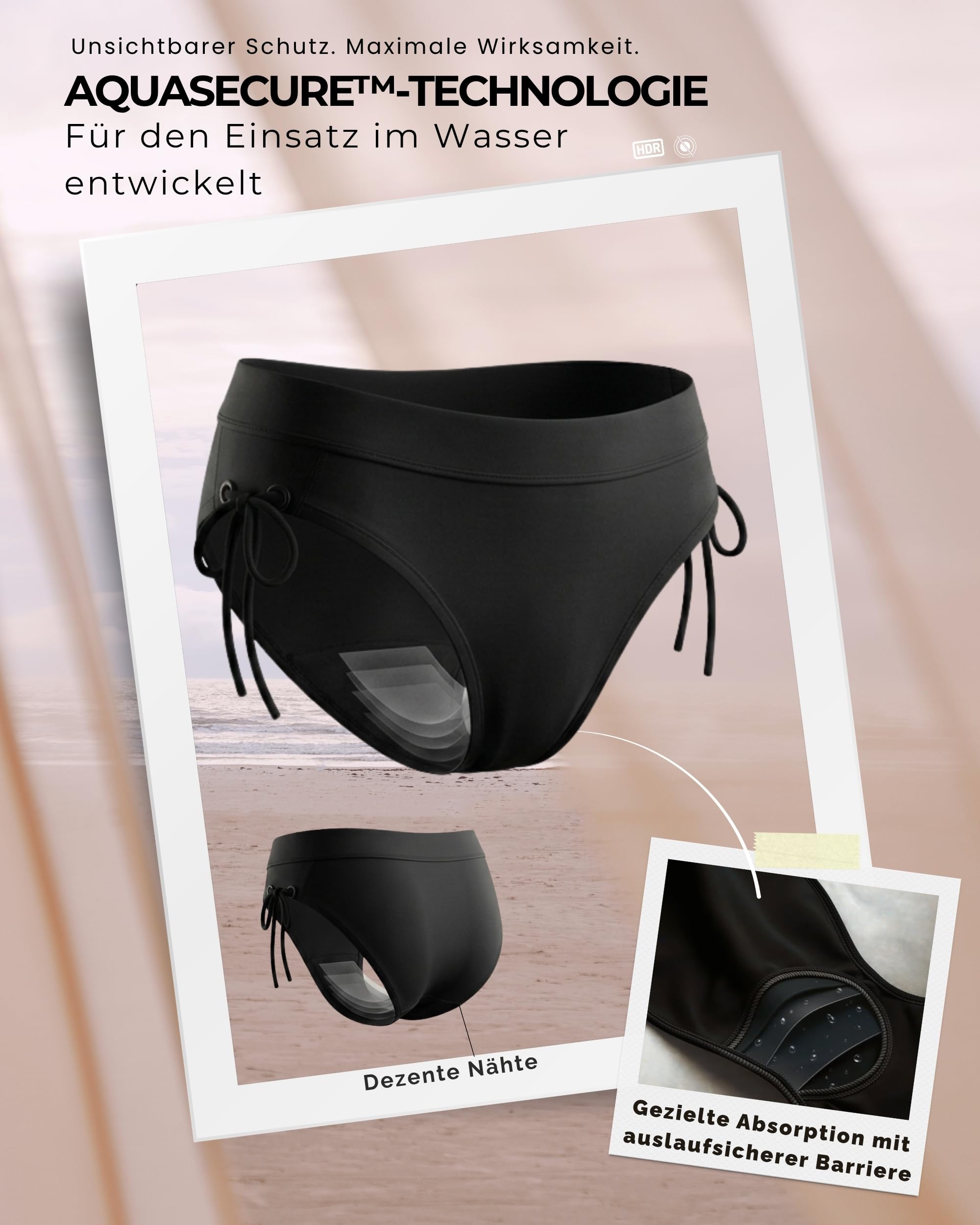 Perioden Badeanzug Mädchen & Damen | AquaSecure Technologie | Für leichten bis mittleren Periodenfluss | Perioden Bikini Teenager Mädchen & Damen | Menstruations Badeanzug | Ökologisch, OEKO-TEX